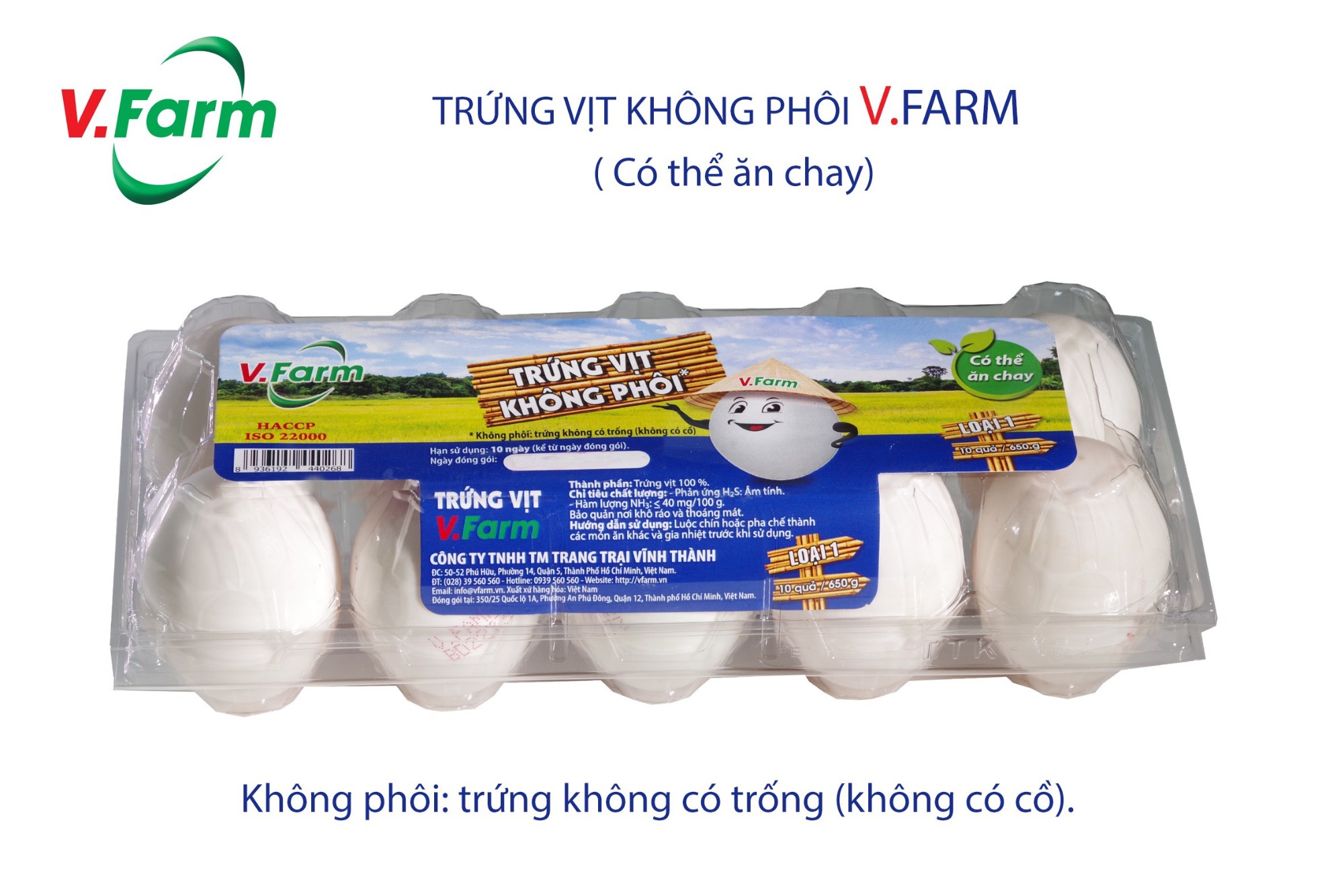 Trứng Vịt Không Phôi V.FARM (HỘP 10 )